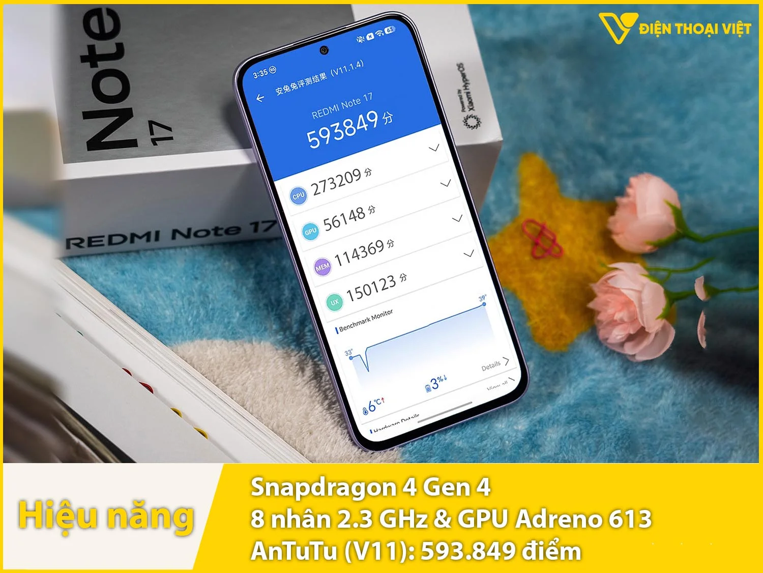 POCO M8 Power sở hữu chip Snapdragon 4 Gen 4 đạt 590.100 điểm AnTuTu
