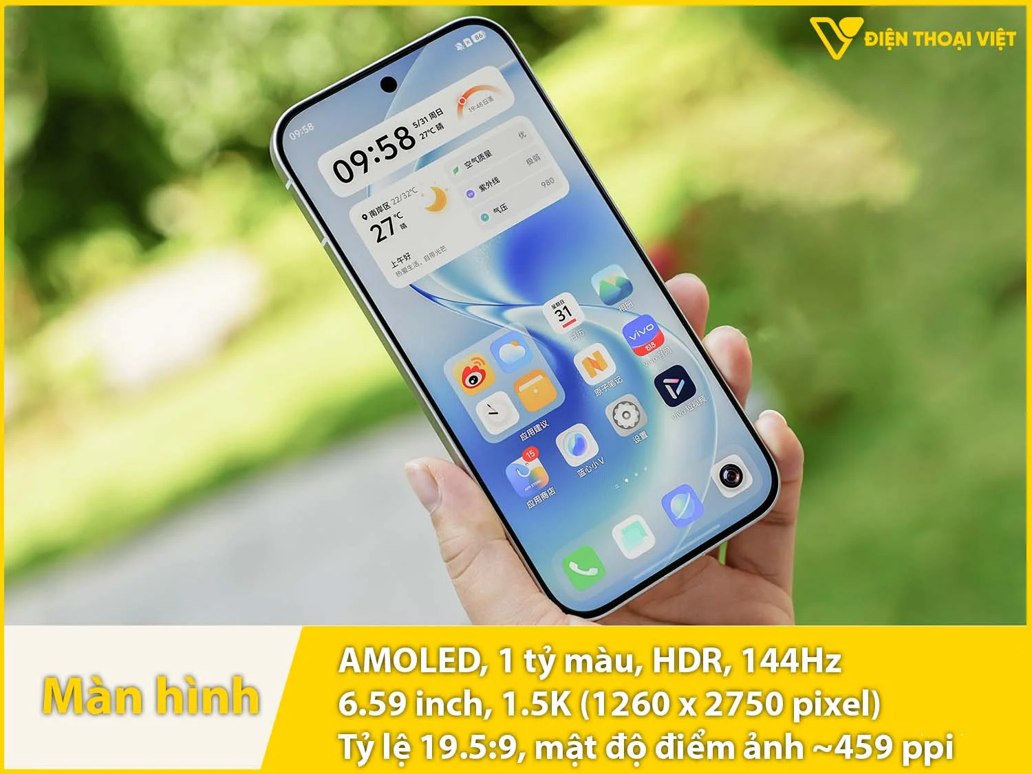 AMOLED 6,59 inch - 144Hz có 4320Hz PWM bảo vệ mắt