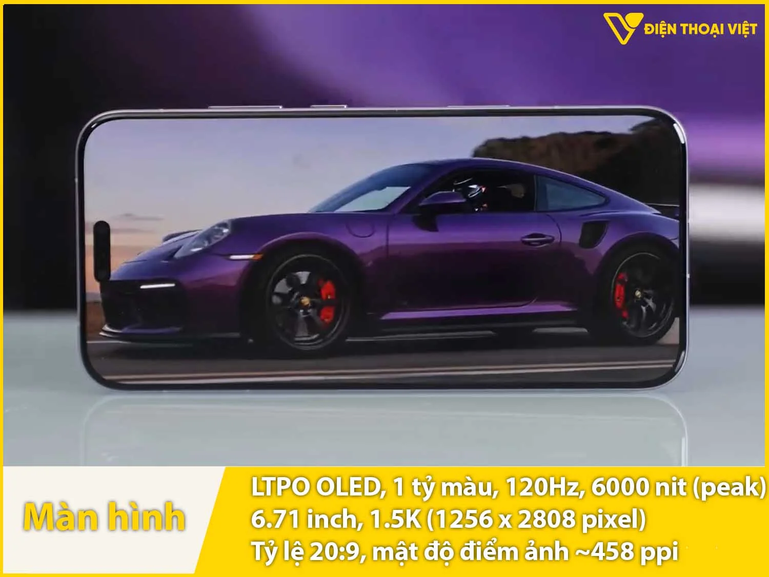 LTPO OLED 1.5K hiển thị xuất sắc, độ sáng cực cao 6000nit