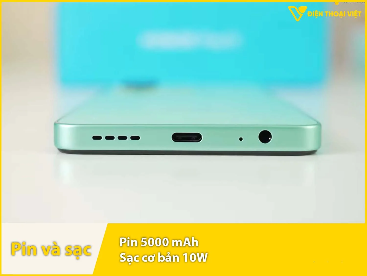 Pin 5000mAh và sạc cơ bản 10W