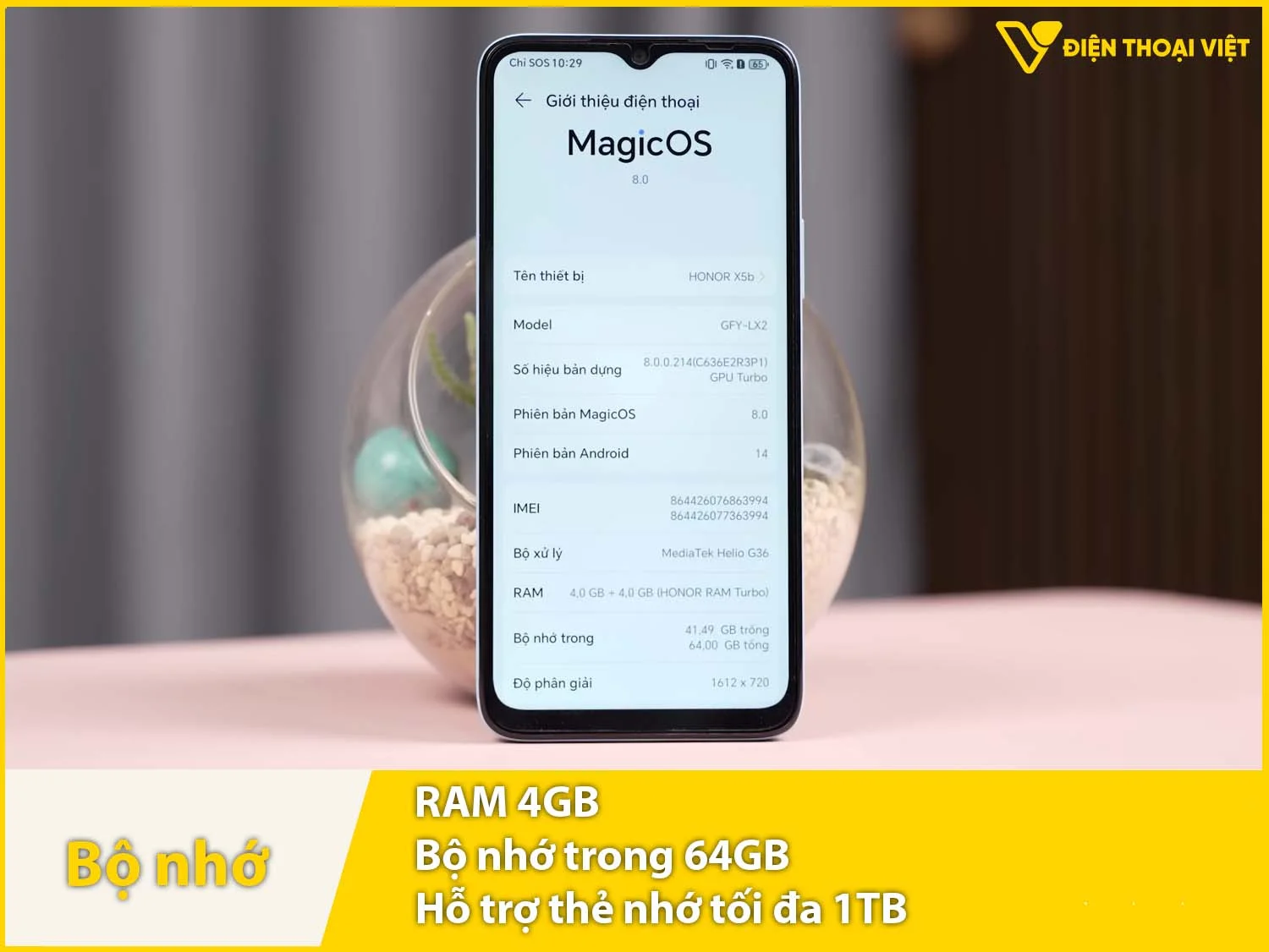 Honor X5b có RAM 4GB & Bộ nhớ trong 64GB