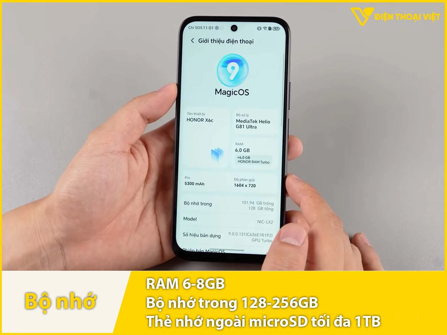 Honor X6c có RAM 6-8GB & Bộ nhớ trong 128-256GB