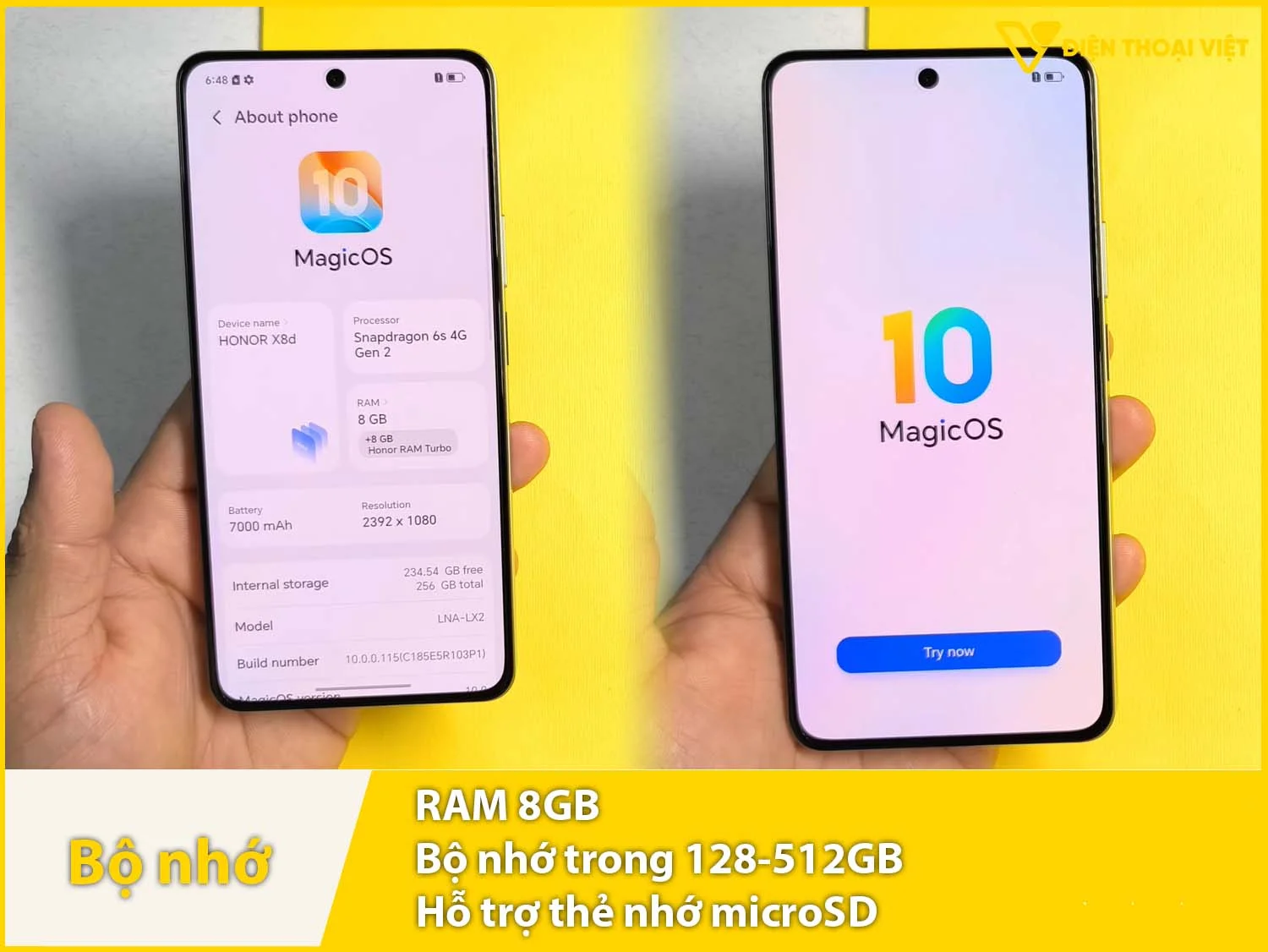 Honor X8d có RAM 8GB & Bộ nhớ trong 128-512GB