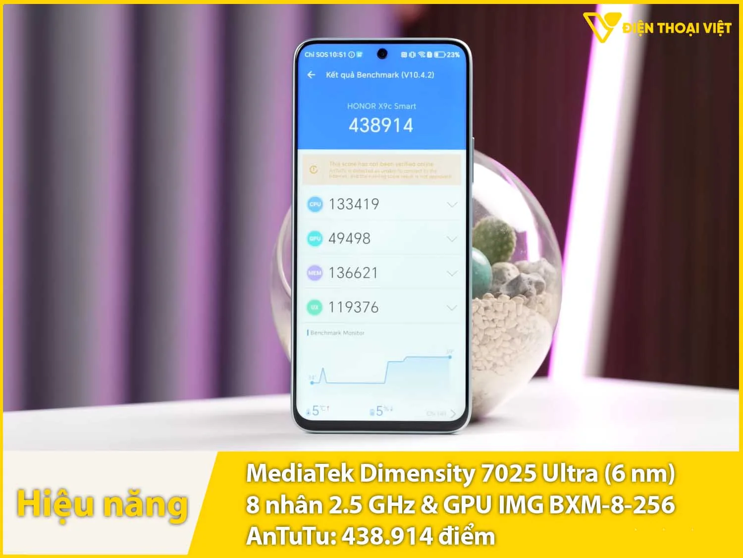 Hiệu năng mượt mà với 438.914 điểm AnTuTu