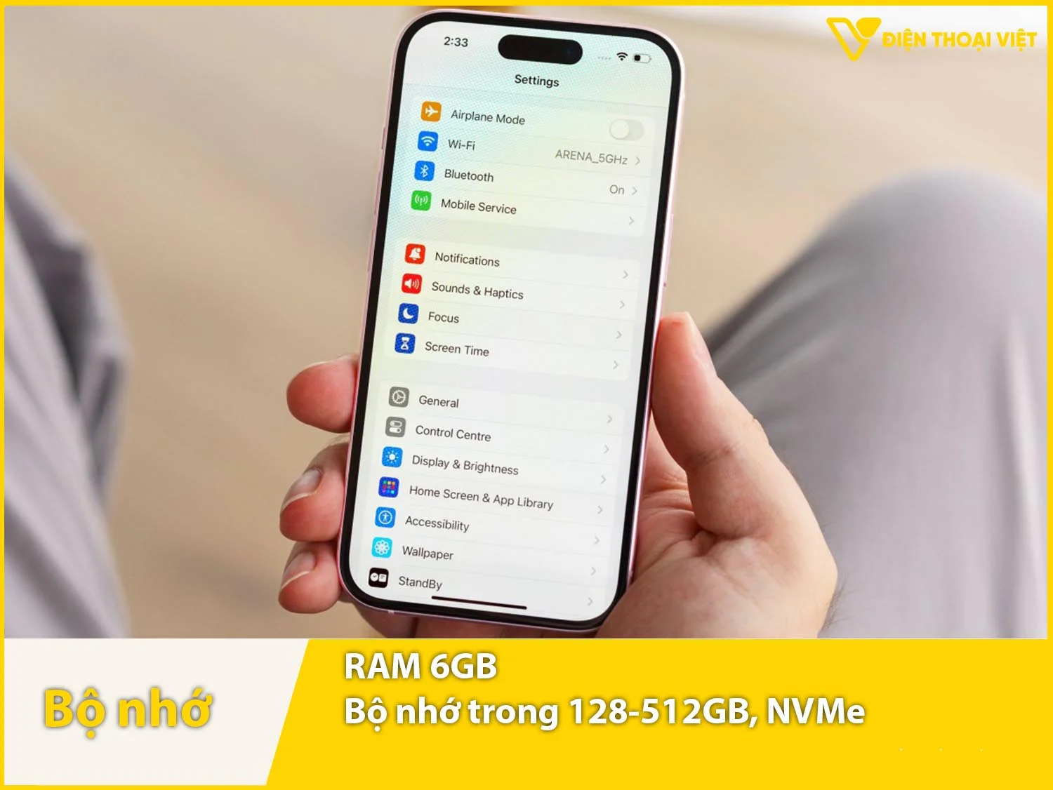 iPhone 15 có RAM 6GB & Bộ nhớ trong 128-512GB