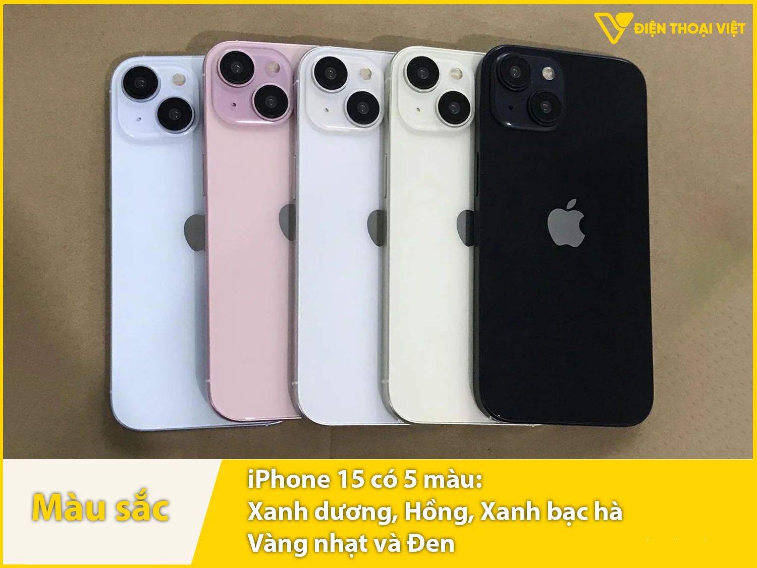 iPhone 15 cung cấp 5 màu sắc
