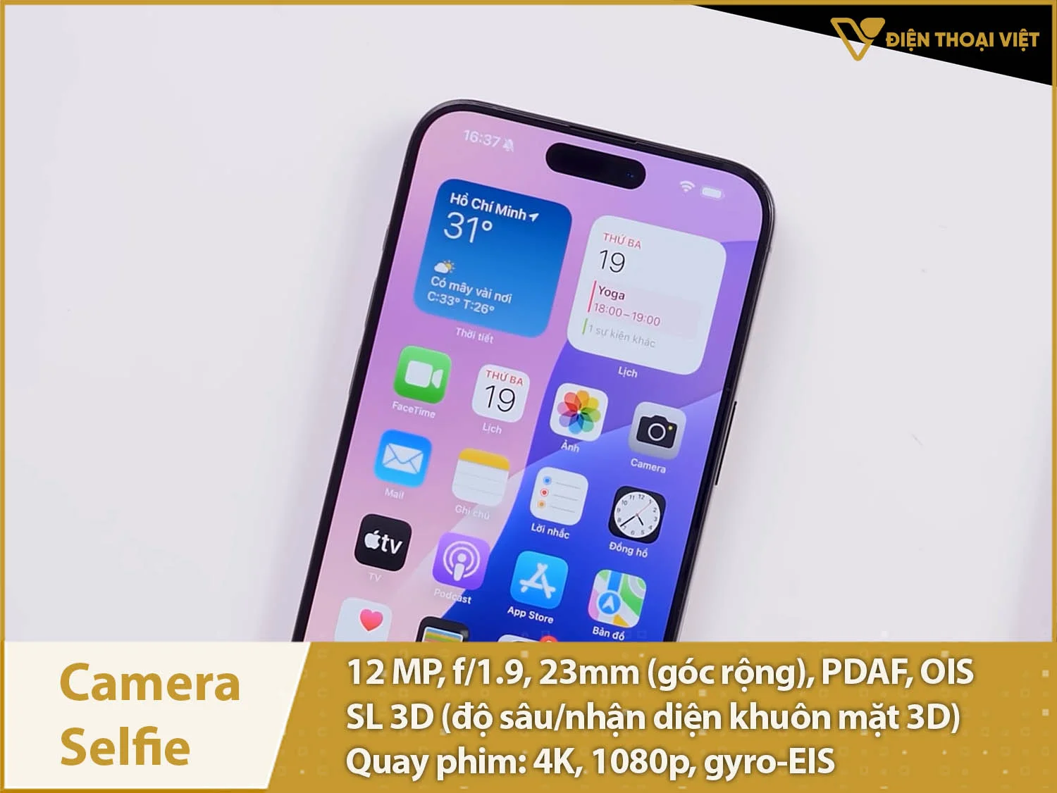 Camera selfie 12MP & Quay phim 4K