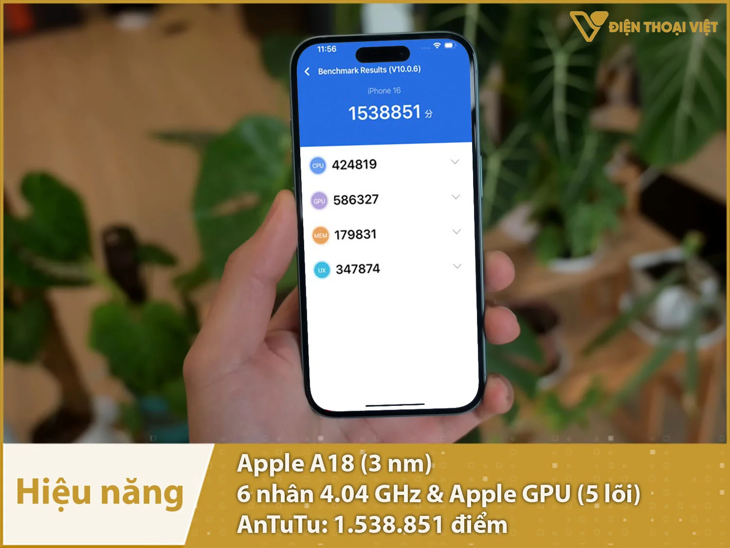 Hiệu năng cực mạnh mẽ với 1.538.851 điểm AnTuTu