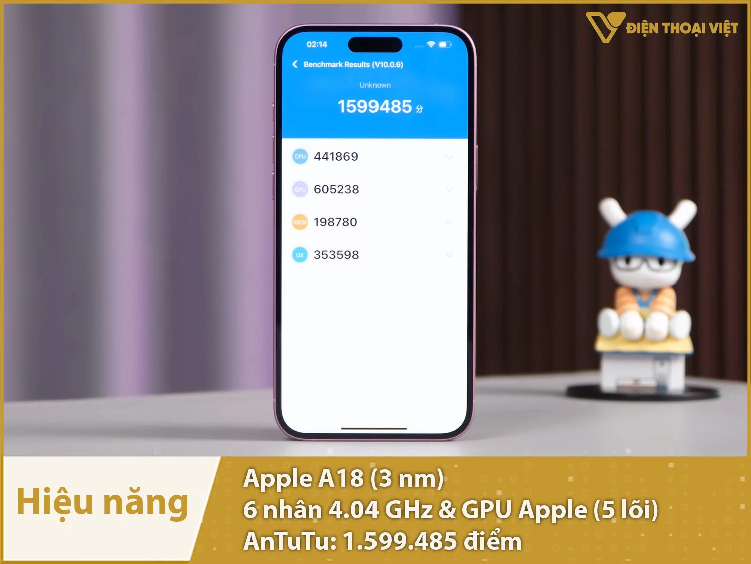 Hiệu năng mạnh mẽ với 1.599.485 điểm AnTuTu