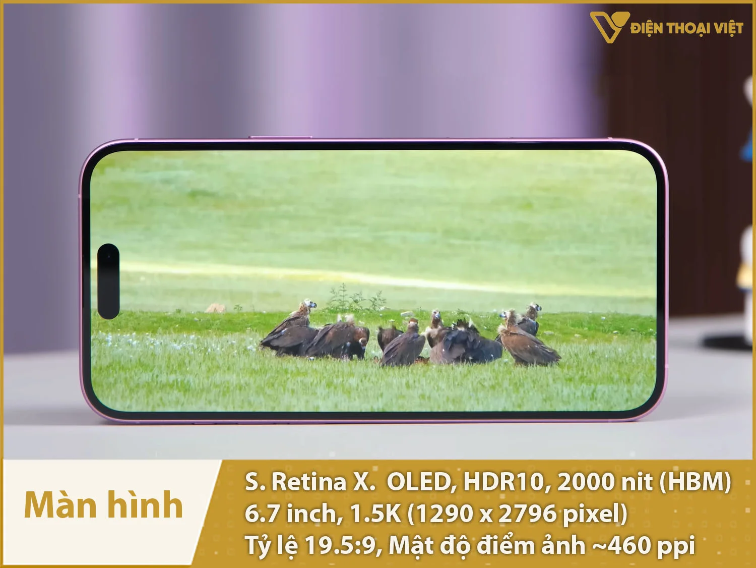 Màn hình 6,7 inch OLED 1.5K, độ sáng 2000 nit