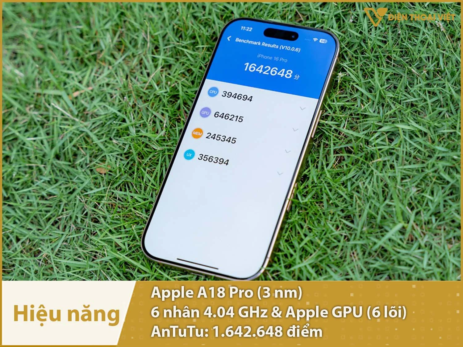 Hiệu năng cực kỳ mạnh mẽ với 1.642.648 điểm AnTuTu