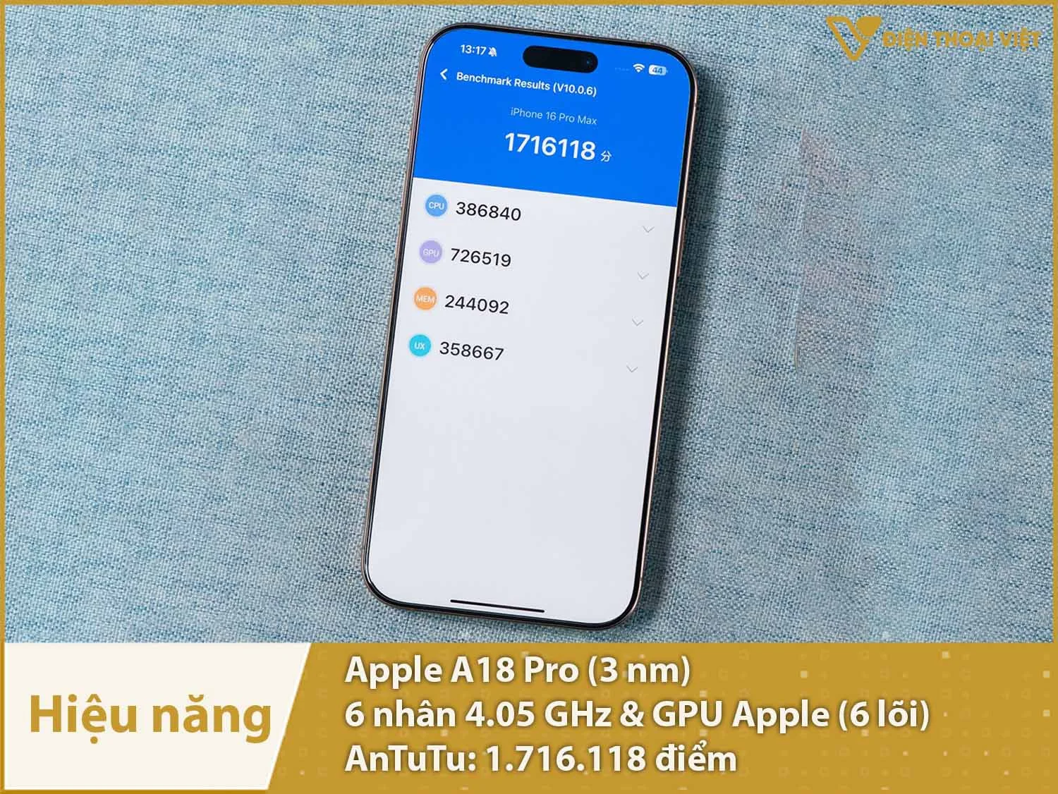 Hiệu năng siêu mạnh mẽ với 1.716.118 điểm AnTuTu