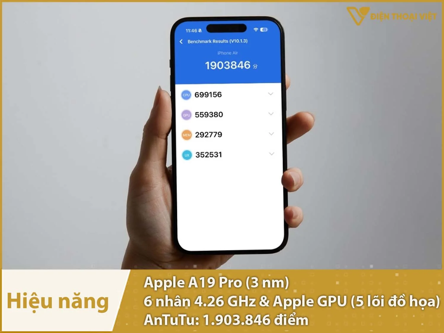 Hiệu năng siêu mạnh mẽ với 1.903.846 điểm AnTuTu