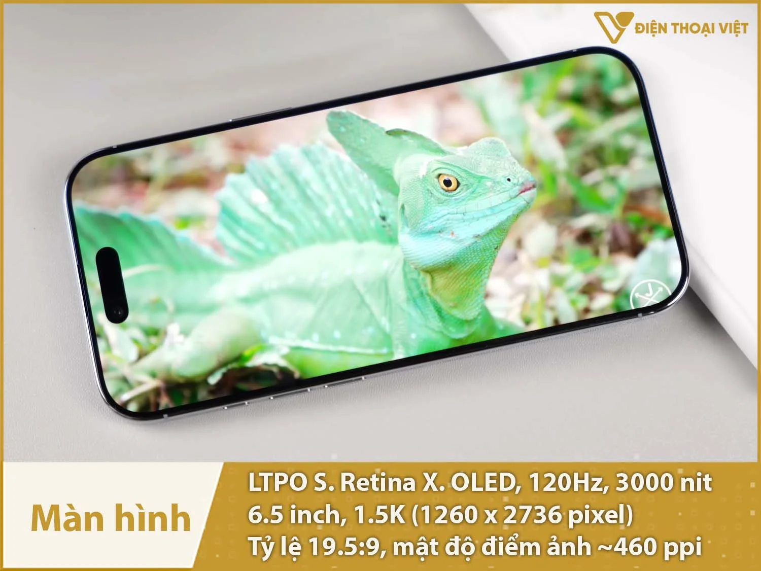 Màn hình 6,5 1.5K OLED 120Hz độ sáng 3000nit