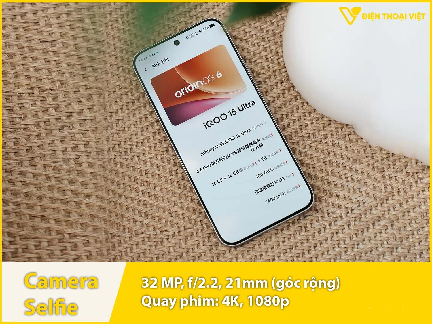 Camera selfie 32MP & quay video 1080p