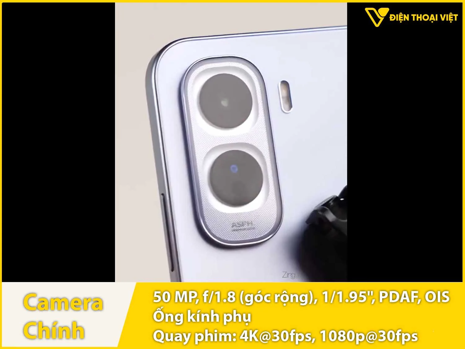 Camera sau 50MP + Cảm biến phụ & Quay video 4K