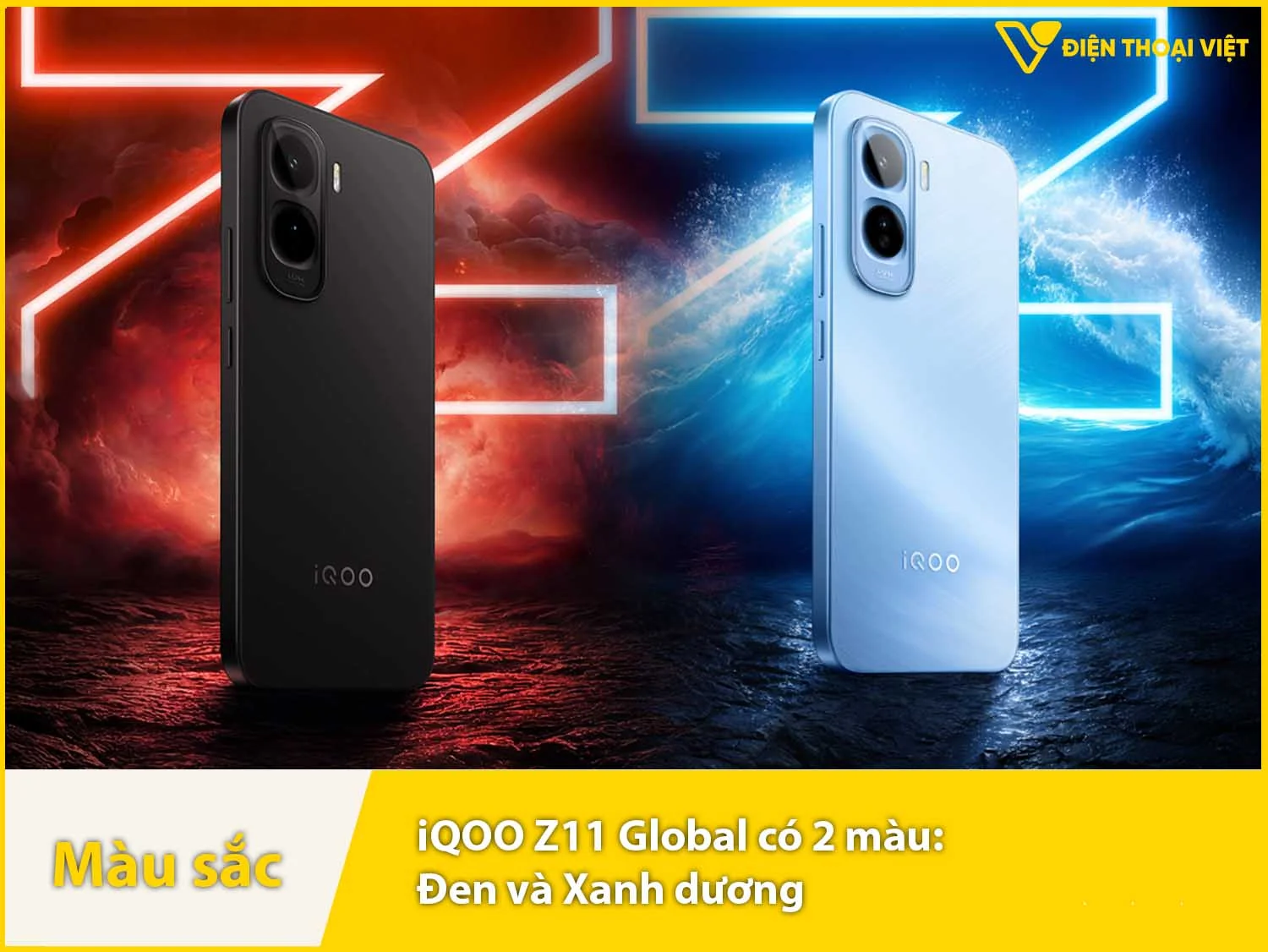 iQOO Z11 5G có 2 máu sắc Đen và Xanh dương