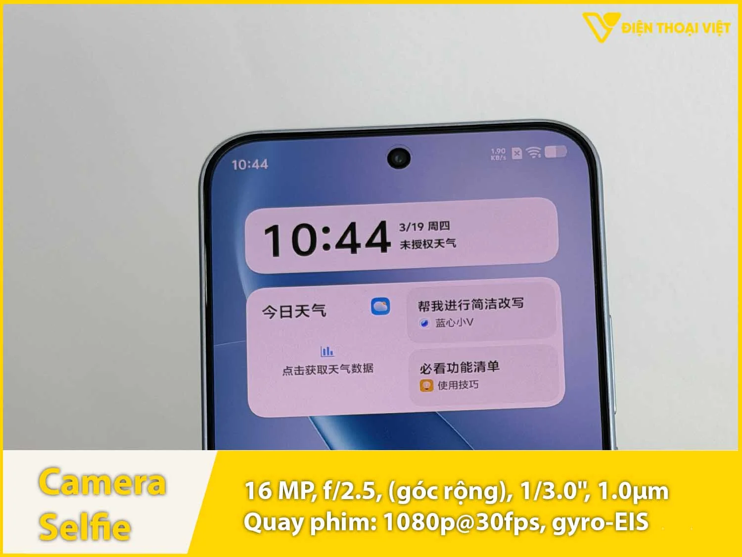 Camera selfie 16MP & Quay phim 1080p