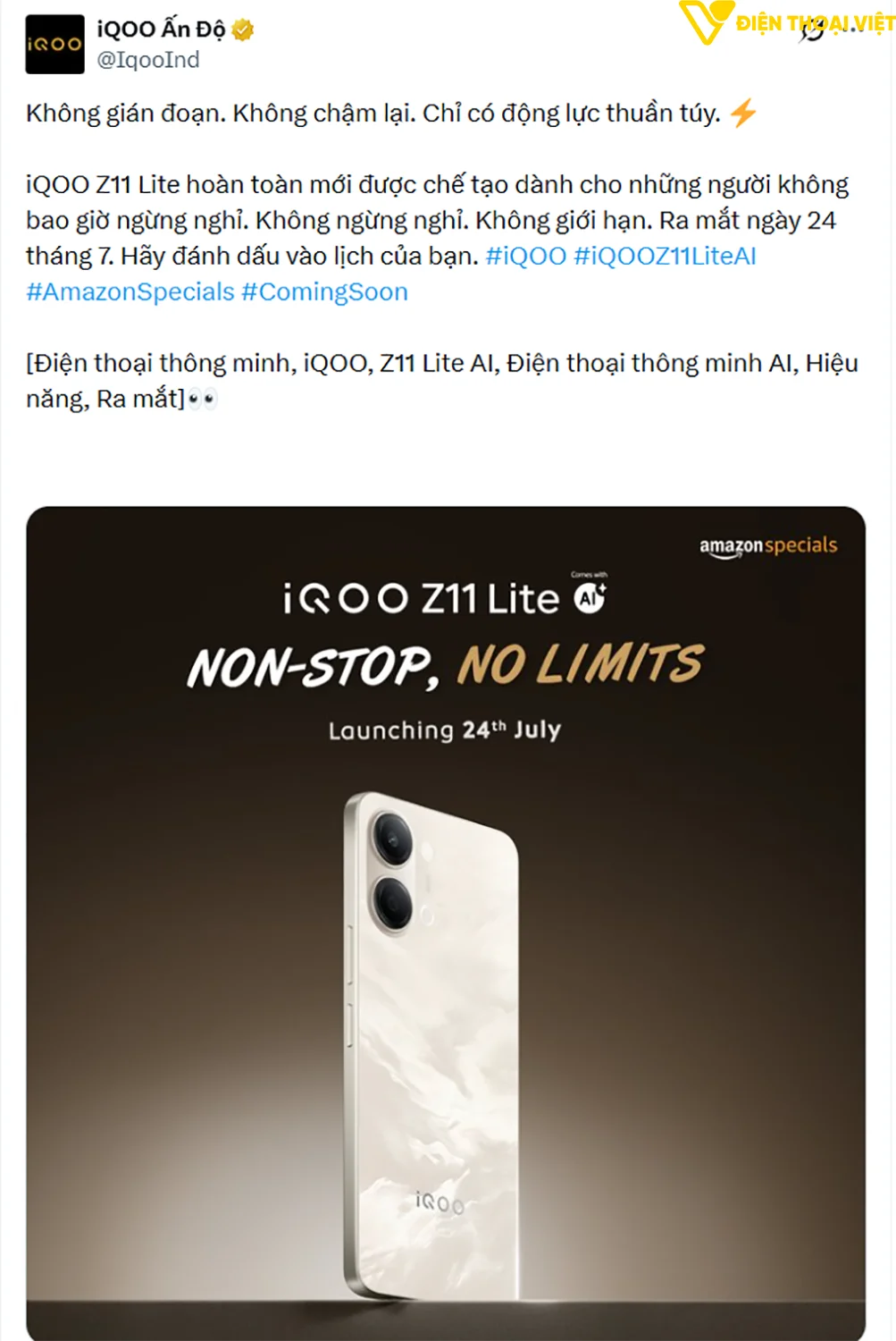 Thông tin chính thức trên nền tảng X
