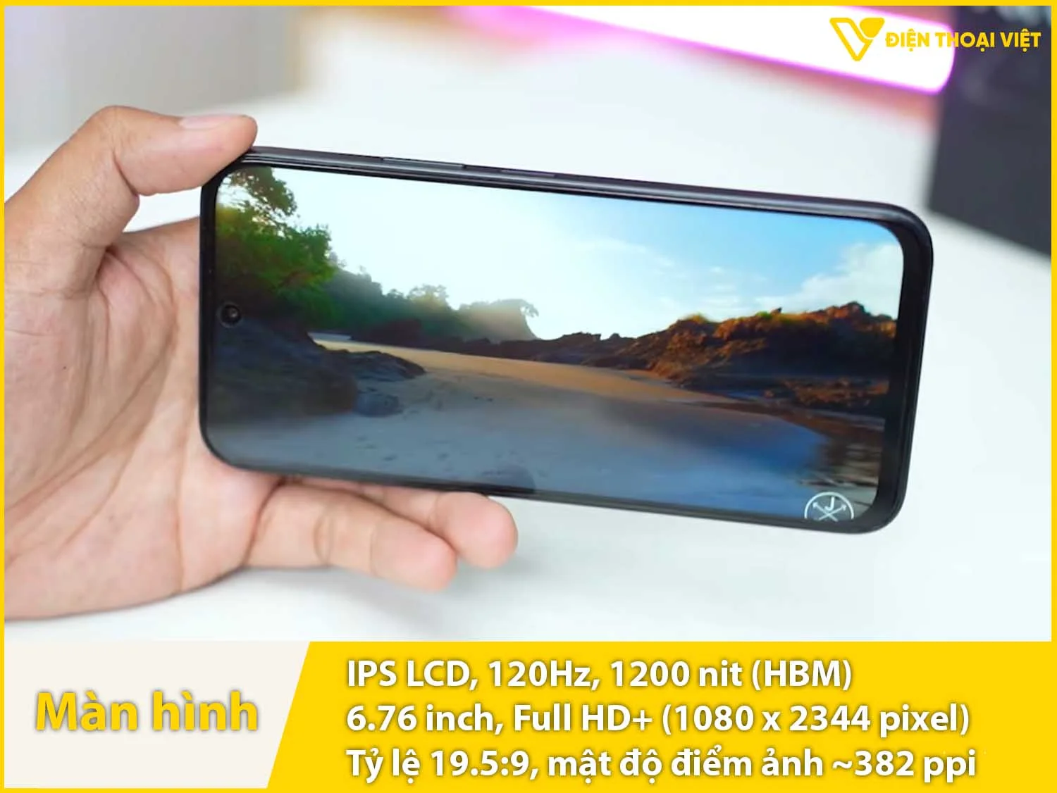 tấm nền IPS LCD 120Hz độ sáng lên tới 1200 nit