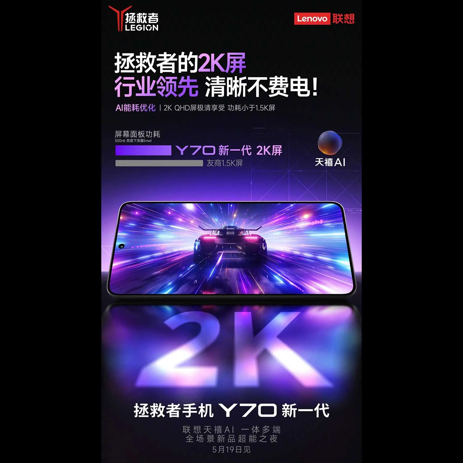 Lenovo Y70 (2026) sẽ có màn hình OLED 2K