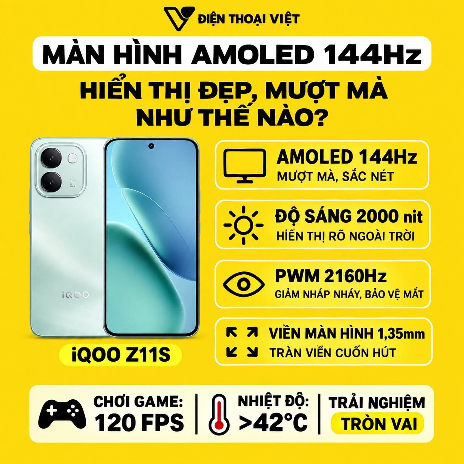Màn hình AMOLED 144Hz của iQOO Z11S hiển thị đẹp, mượt mà như thế nào?