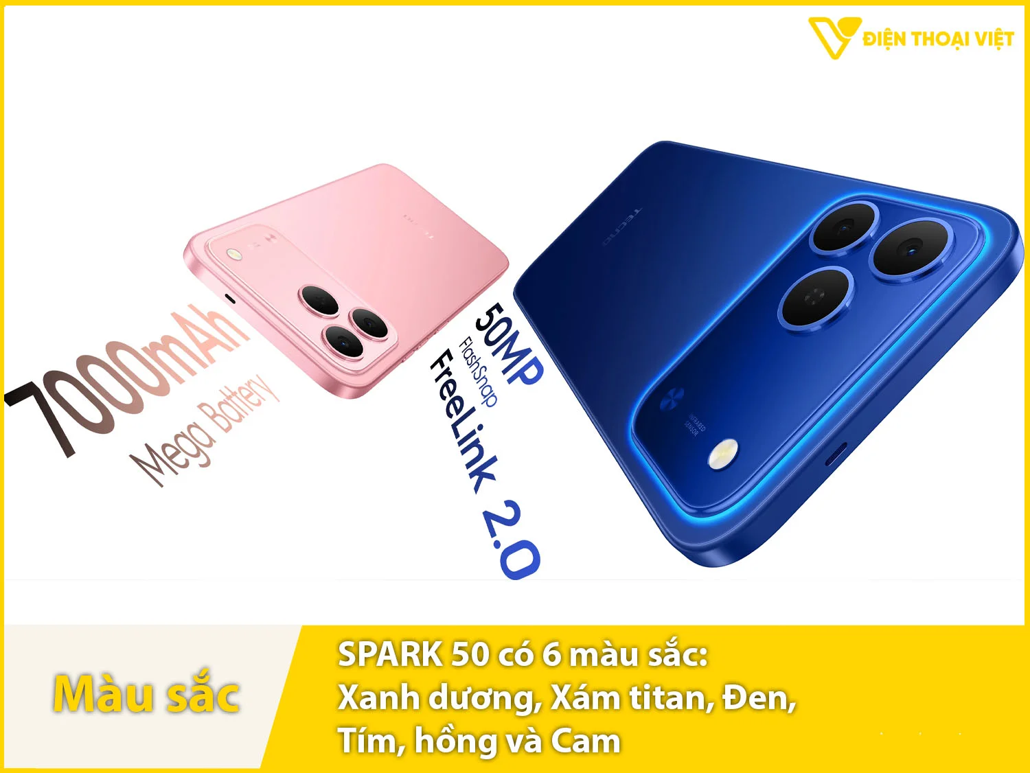 Spark 50 sở hữu tới 6 màu sắc lựa chọn