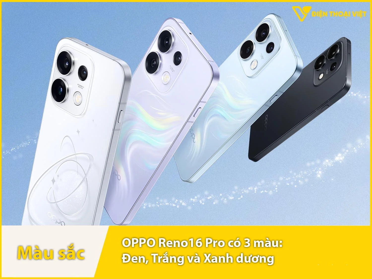 OPPO trang bị cho Reno16 Pro 3 màu: Trắng, Xanh và Đen