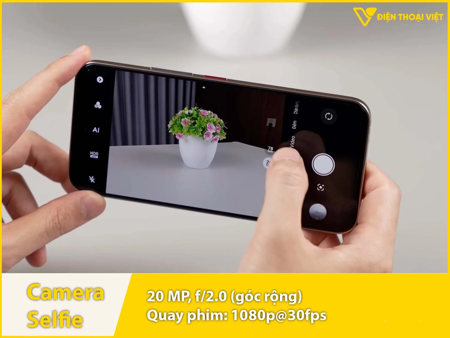 Camera selfie 20MP & Quay phim 1080p