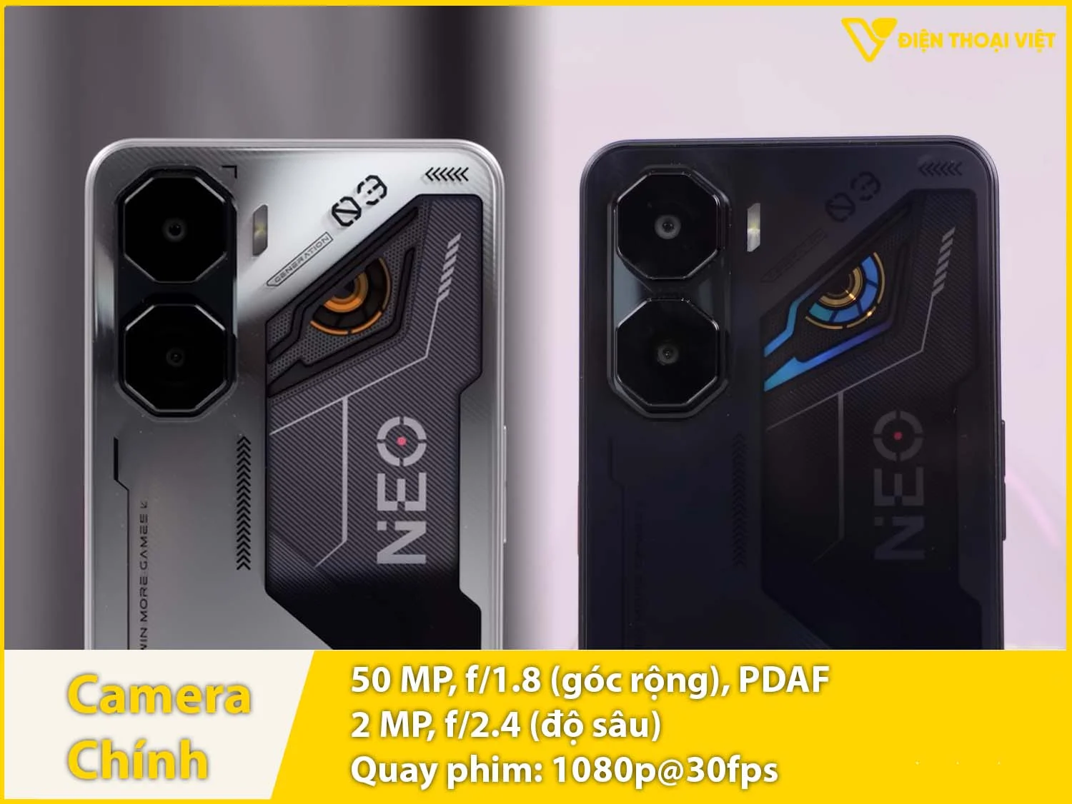 Camera sau 50MP + Ống kính phụ 2MP