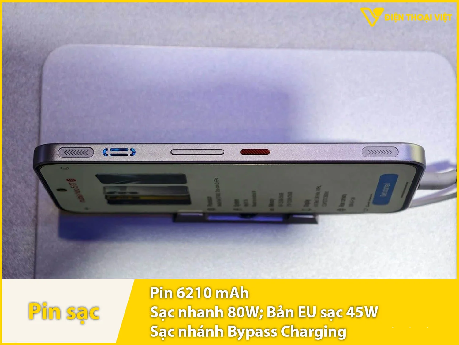 Pin 6210mAh & Sạc nhanh 80W, có sạc nhánh