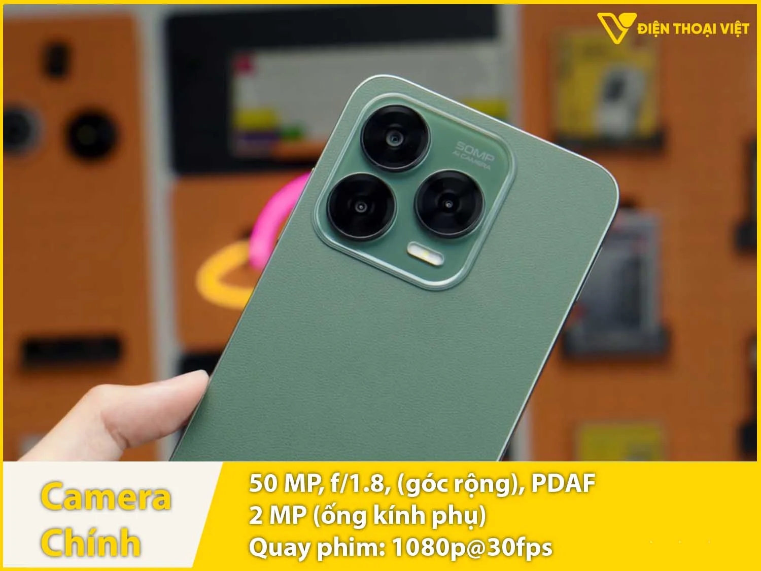 Camera chính 50MP & Quay phim 1080p