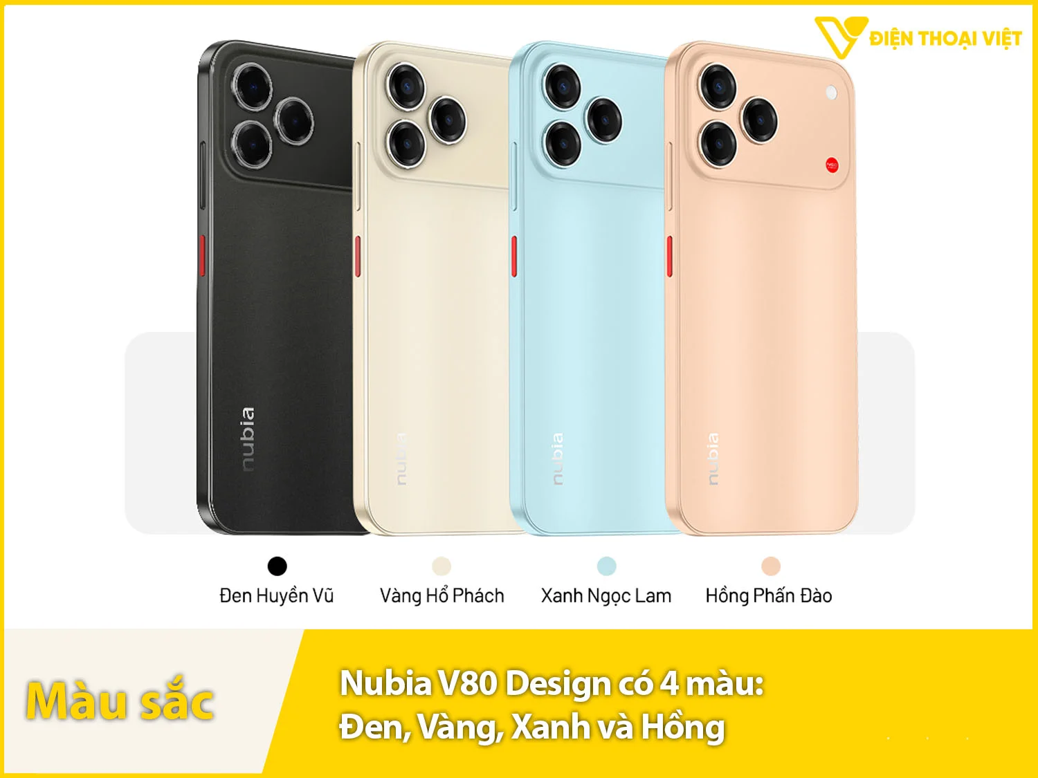 Nubia V80 Design có 4 màu