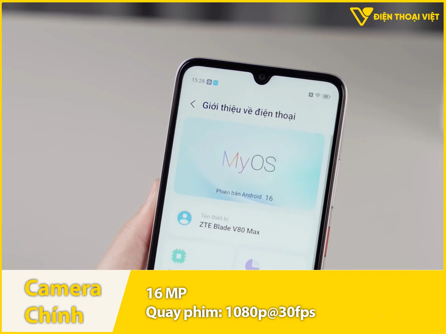 Camera selfie 16MP & quay video 1080p