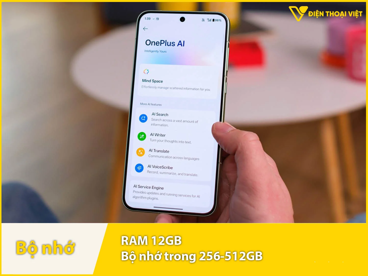 OnePlus 15R RAM 12GB & Bộ nhớ trong 256-512GB