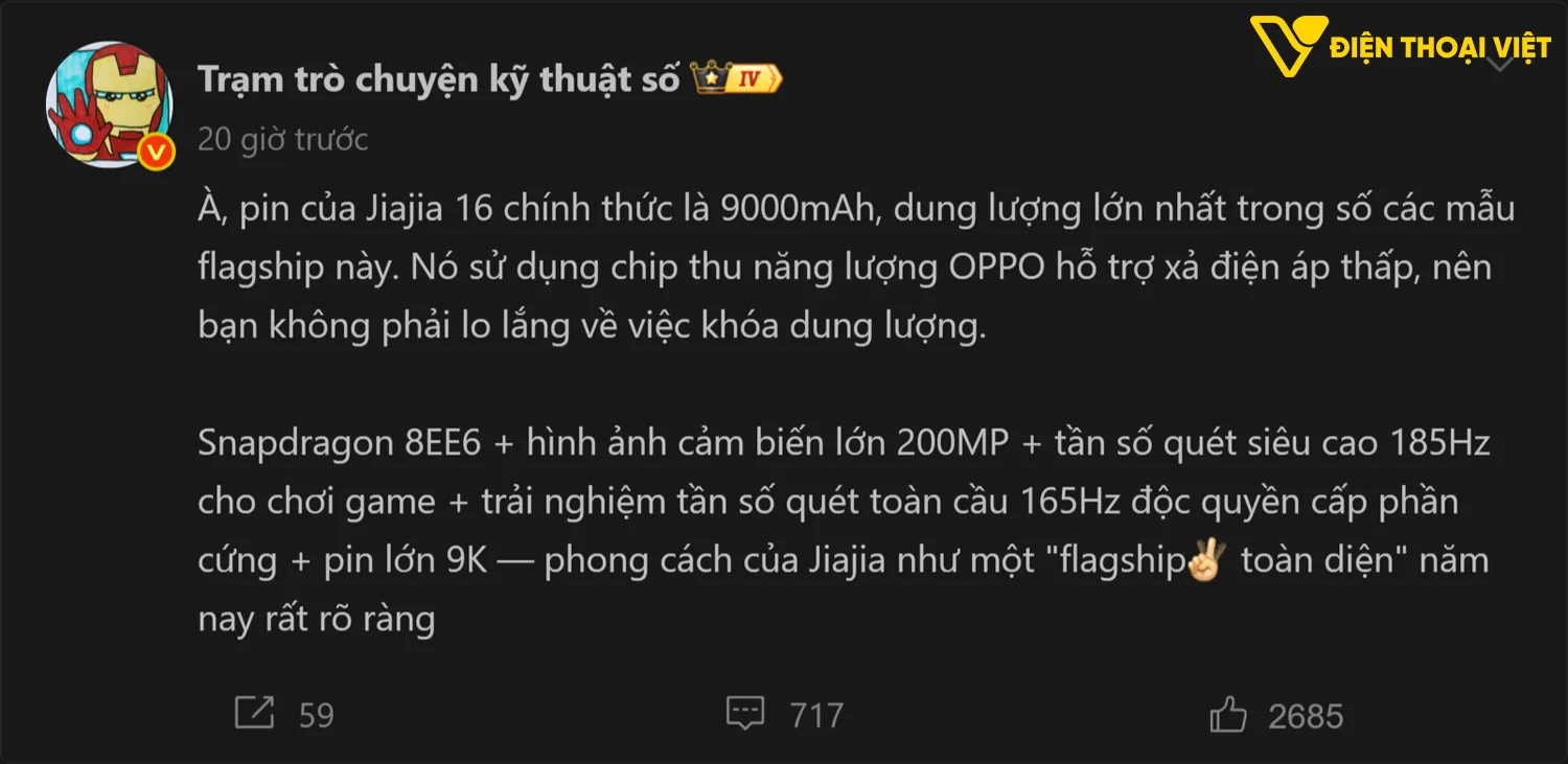 OnePlus 16 lộ diện pin khủng 9000mAh