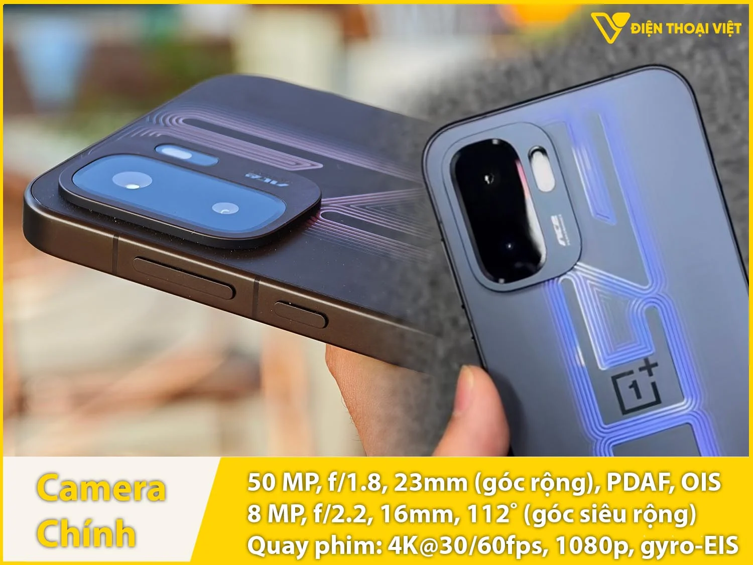 Camera sau 50MP + Góc siêu rộng 8MP & Quay phim 4K