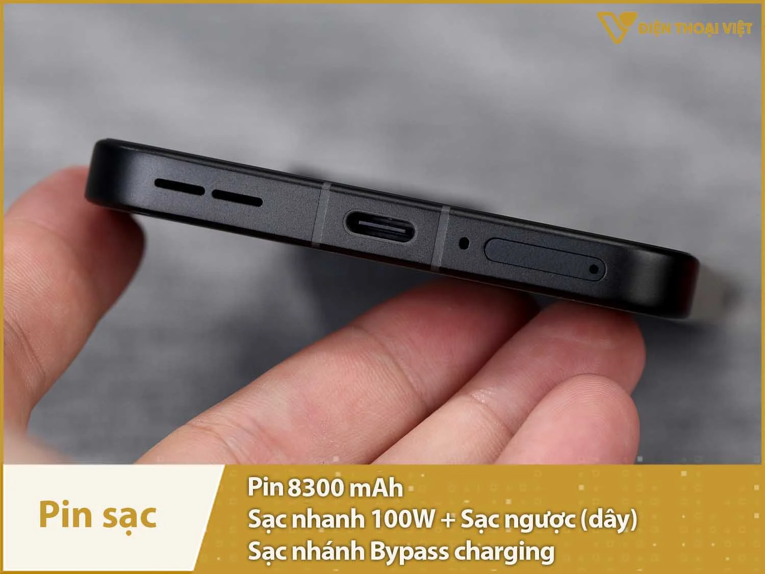 Pin 8300mAh & Sạc 100W, có sạc nhánh