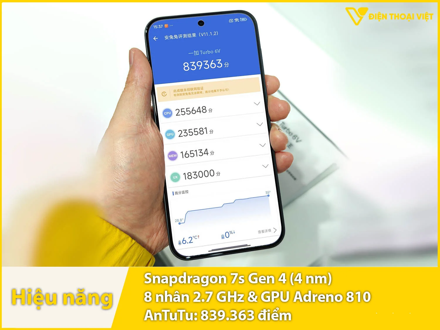 Hiệu năng mạnh mẽ với 839.363 điểm AnTuTu