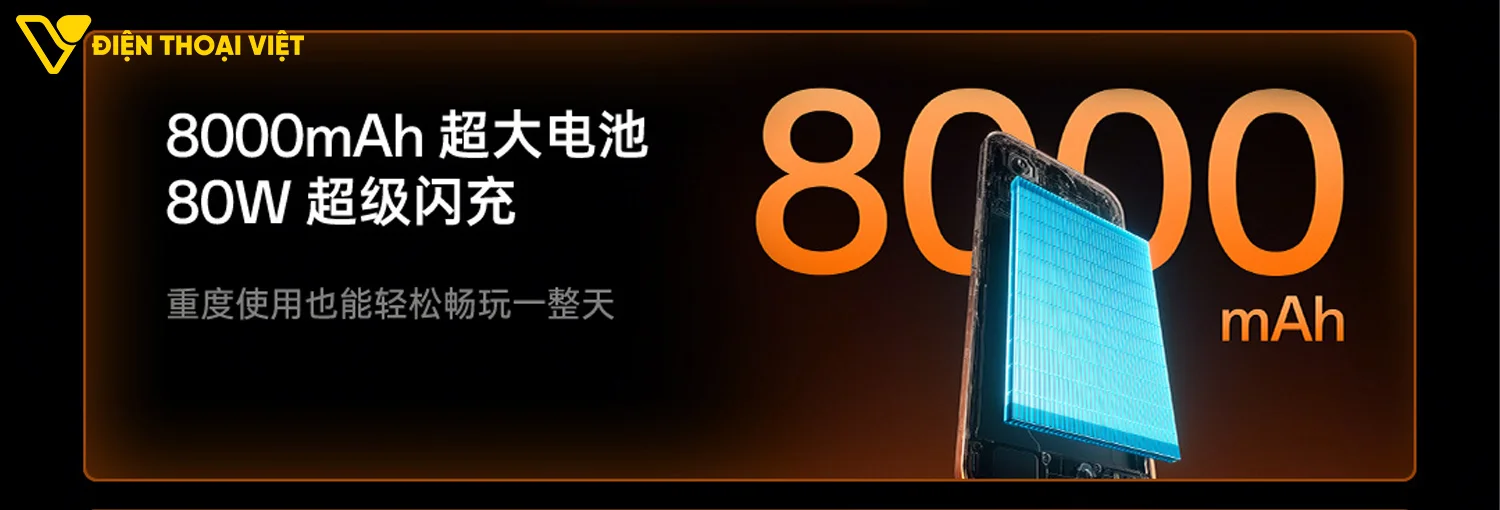 Pin 8000mAh và sạc 80W trên OnePlus Turbo 6X Pro