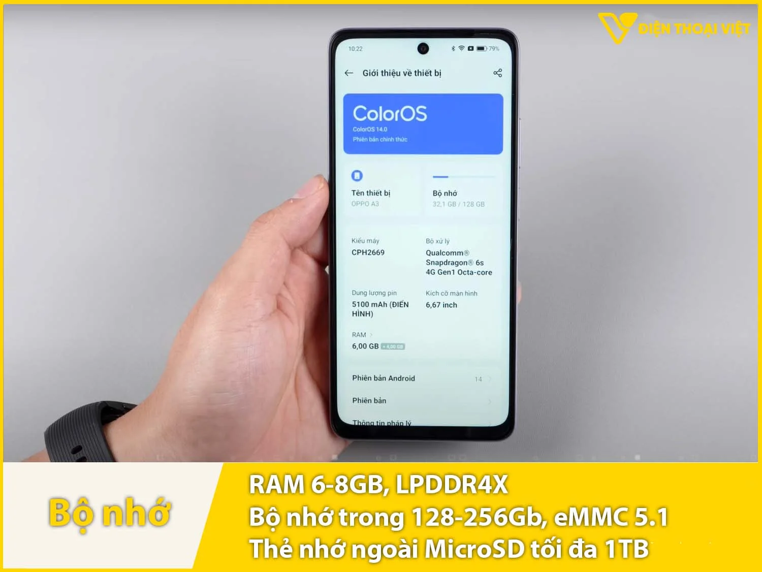 OPPO A3 Chính hãng có RAM 6-8GB & bộ nhớ trong 128-256GB