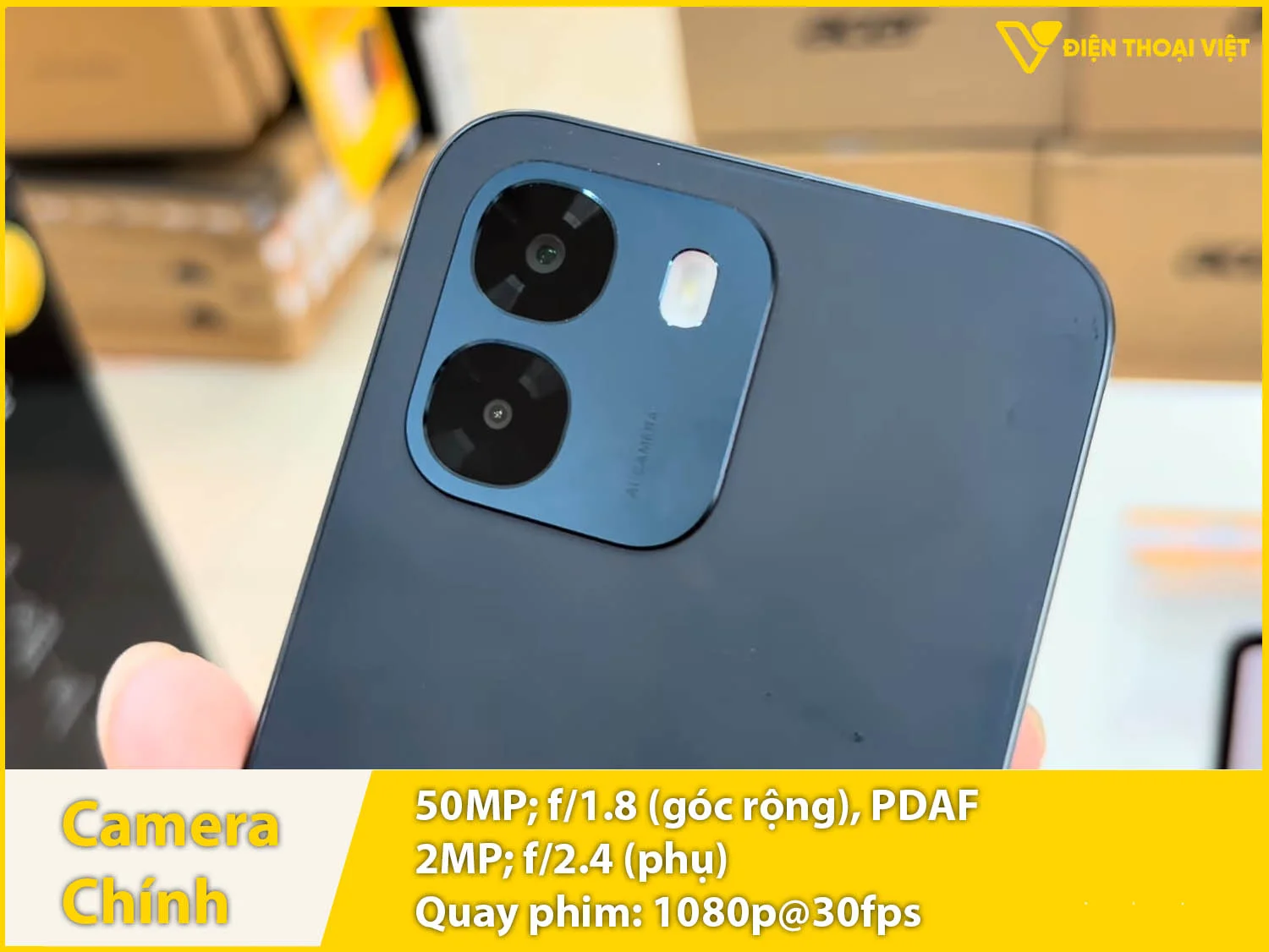 Camera sau 50MP + Ống kính phụ 2MP