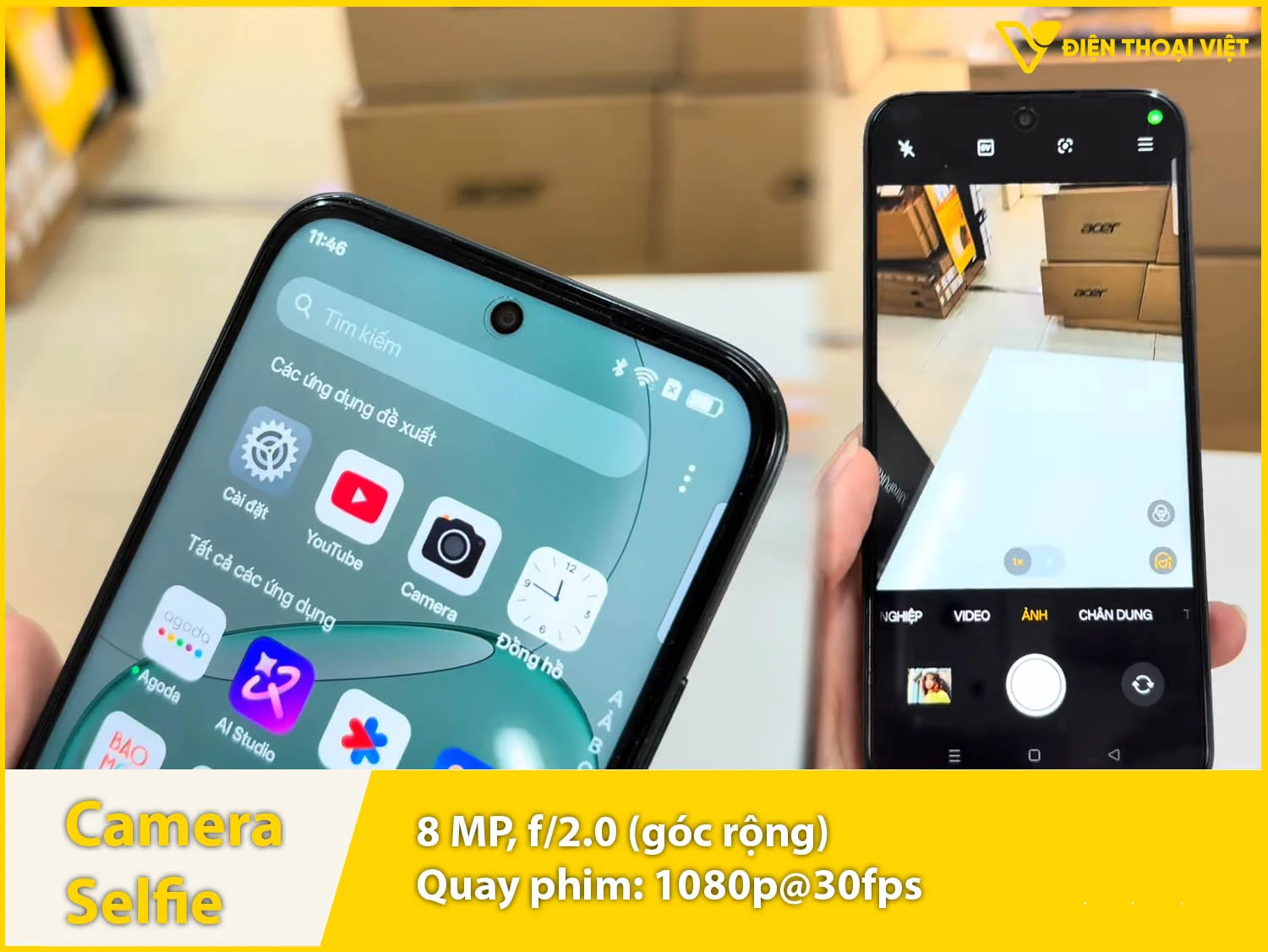 Camera selfie 16MP & quay video 1080p