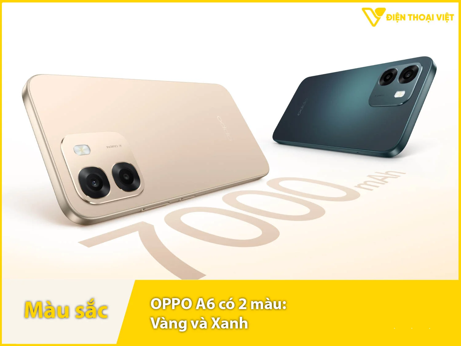OPPO A6 cung cấp 2 màu sắc Vàng và Xanh