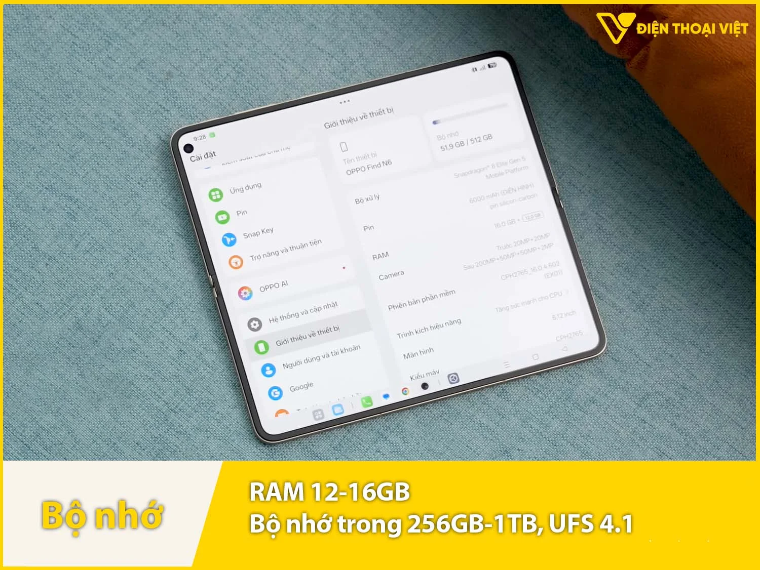 Find N6 có RAM 12-16GB & Bộ nhớ trong 256GB-1TB