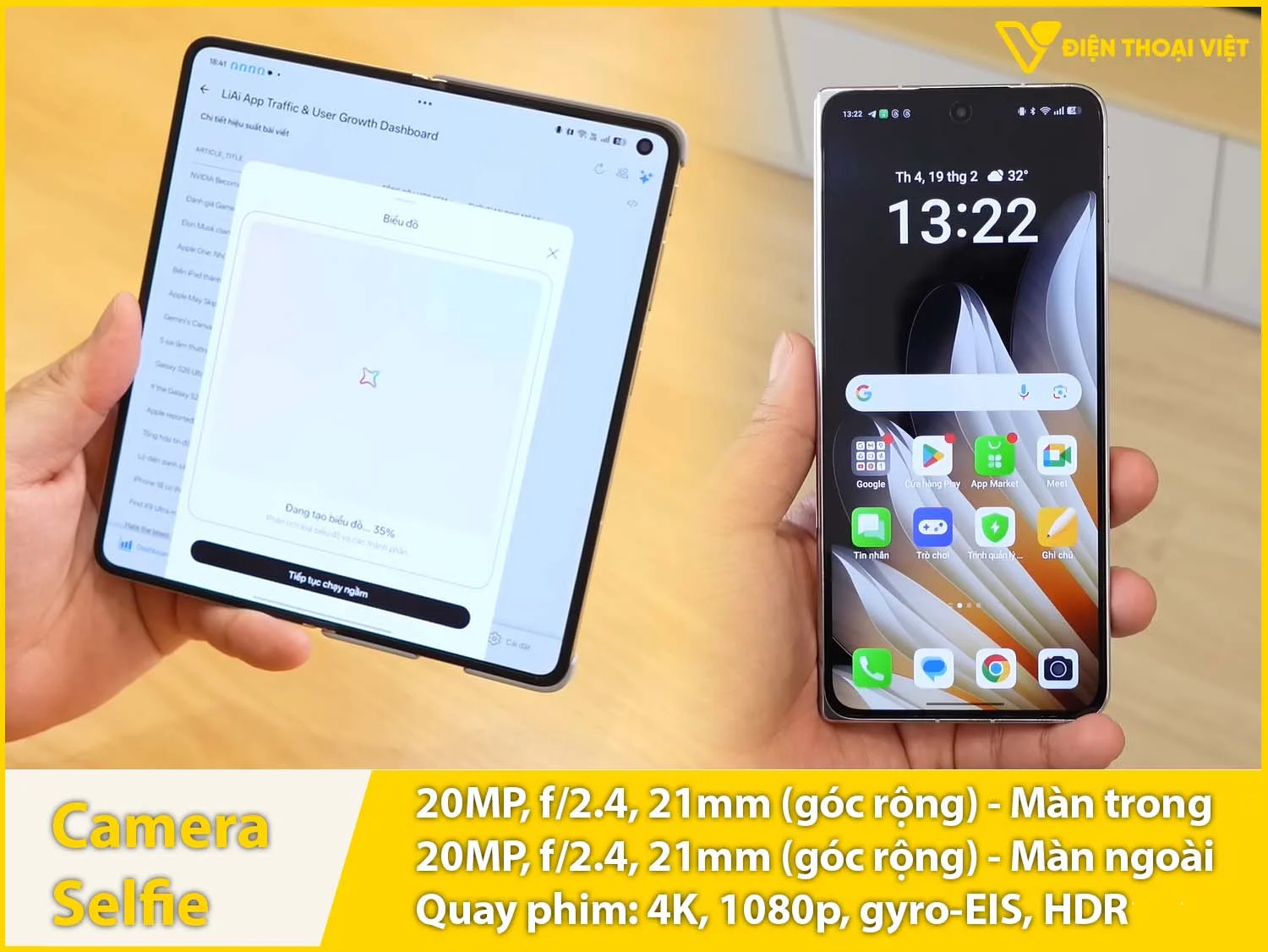 Camera selfie 20MP/20MP & Quay video 4K
