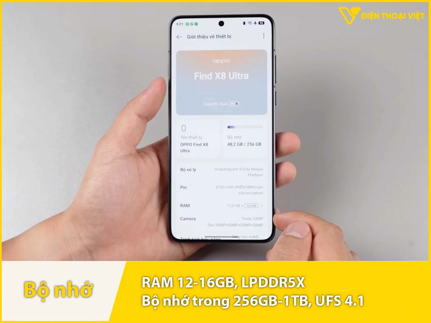 OPPO Find X8 Ultra có RAM 12-16GB & Bộ nhớ trong 256GB-1TB