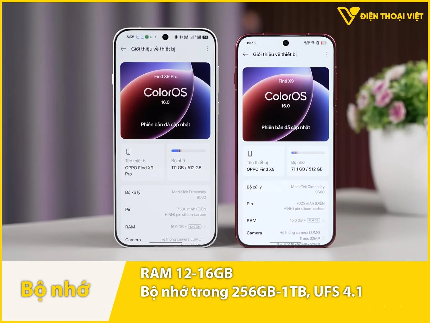 OPPO Find X9 có RAM 12-16GB & Bộ nhớ trong 256GB-1TB
