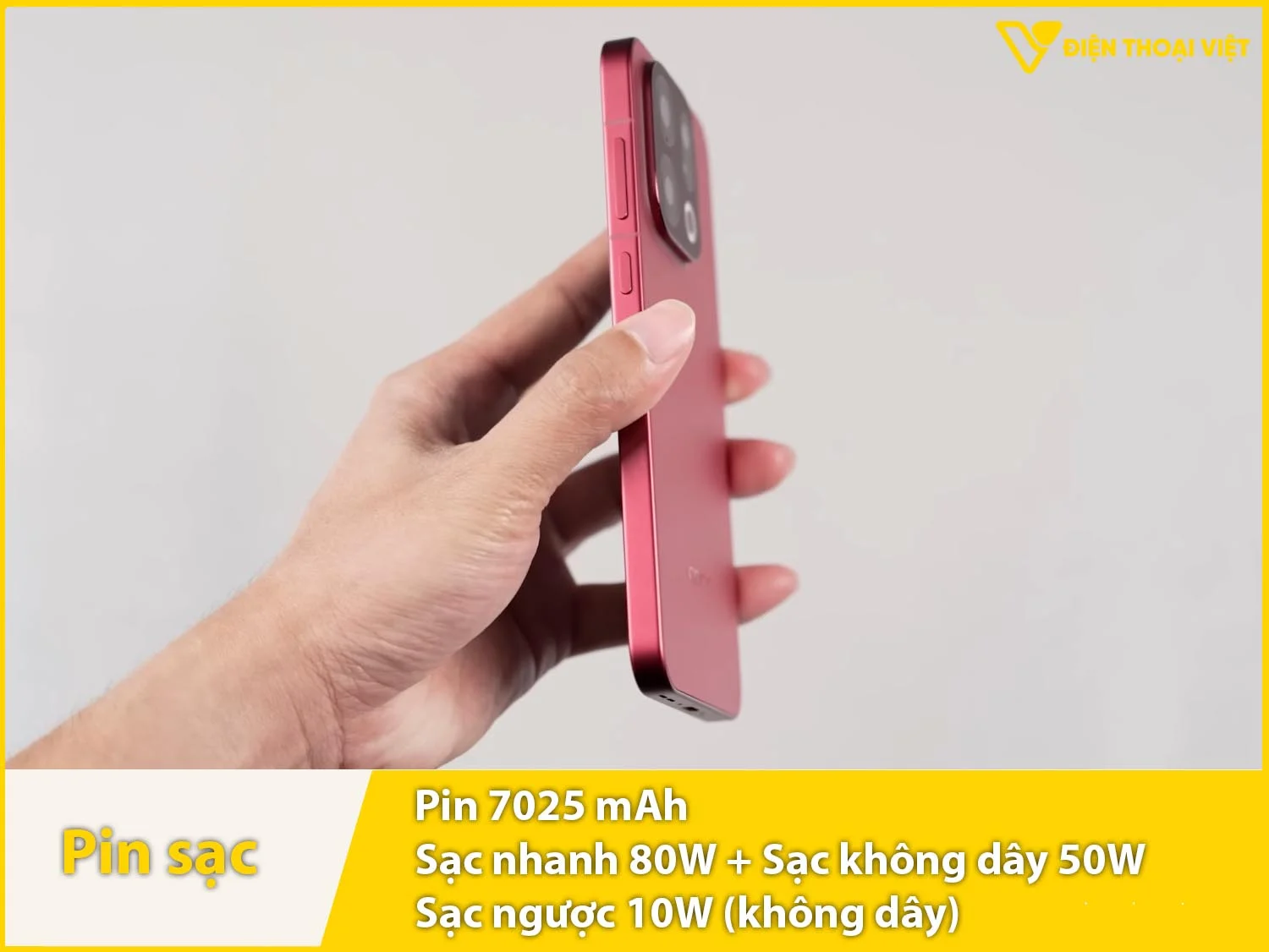 Pin 7025mAh trâu bò & Sạc dây 80W, không dây 50MP