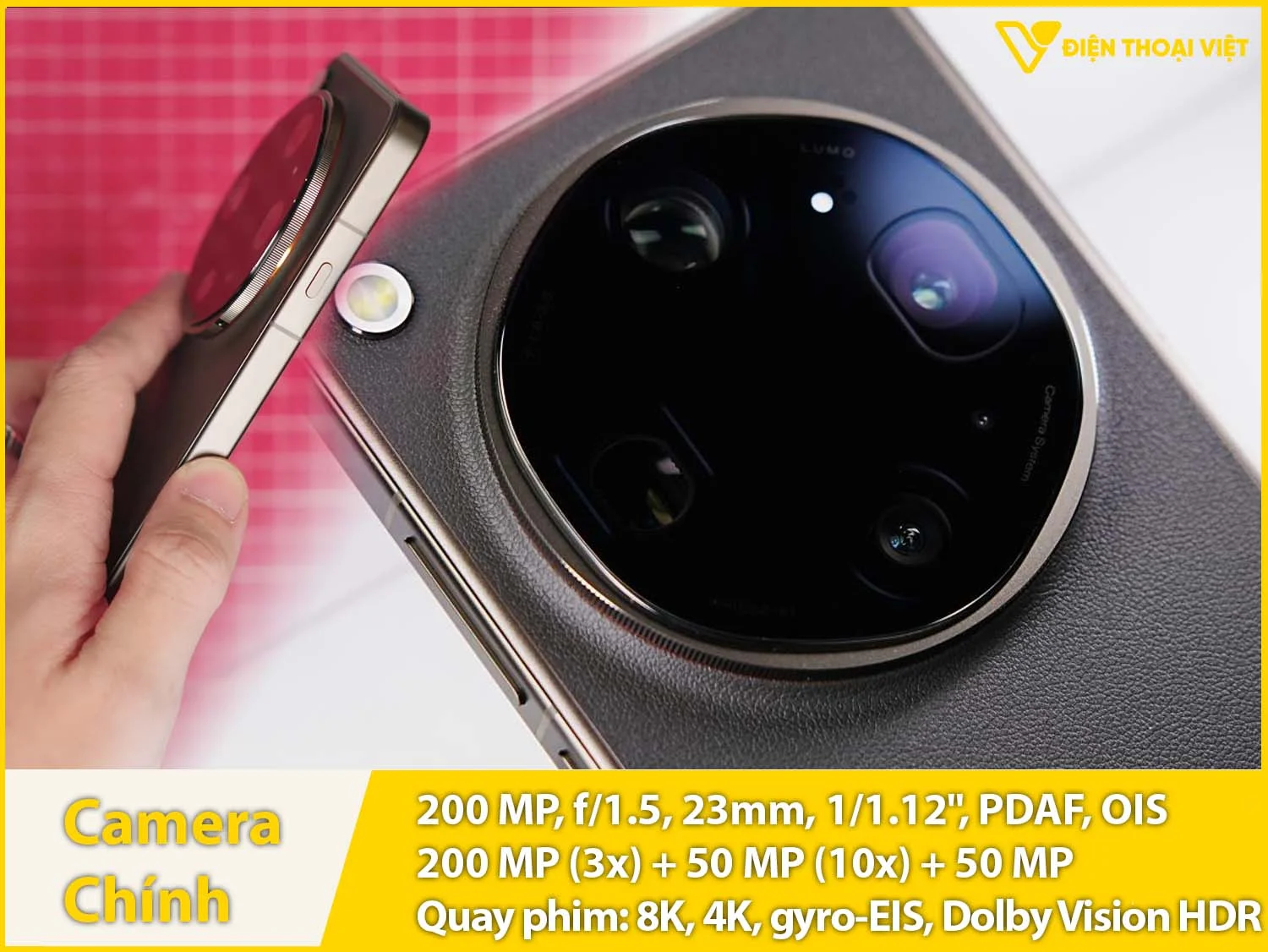 Camera sau 200MP + Tiềm vọng 200MP (3x) + Tiềm vọng 50MP (10x)+ Siêu rộng 50MP